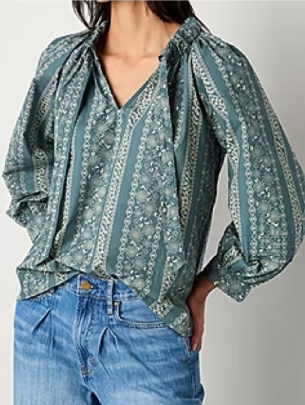 a.n.a Cotton Pleated Tie Neck Top Plus Size 2X